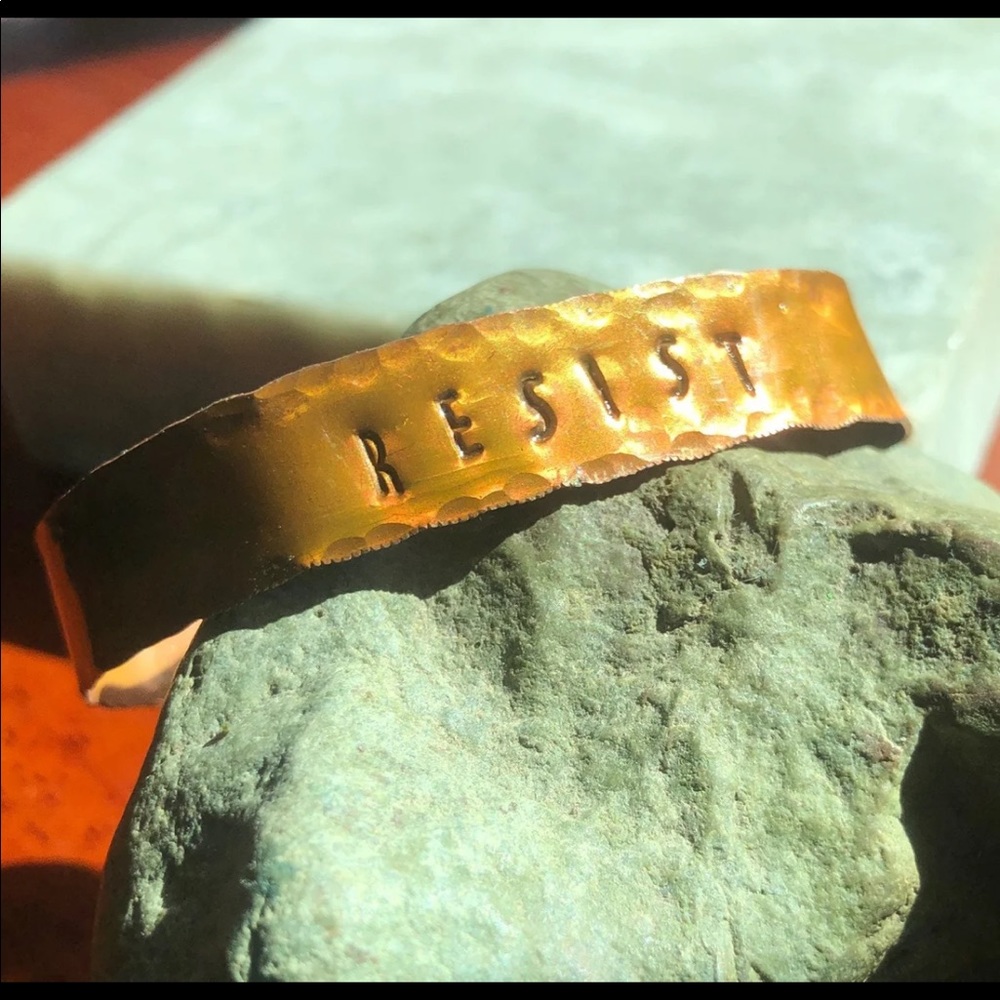 Resist Our Revolution handcrafted cuff bracelet - Picture 2 of 3